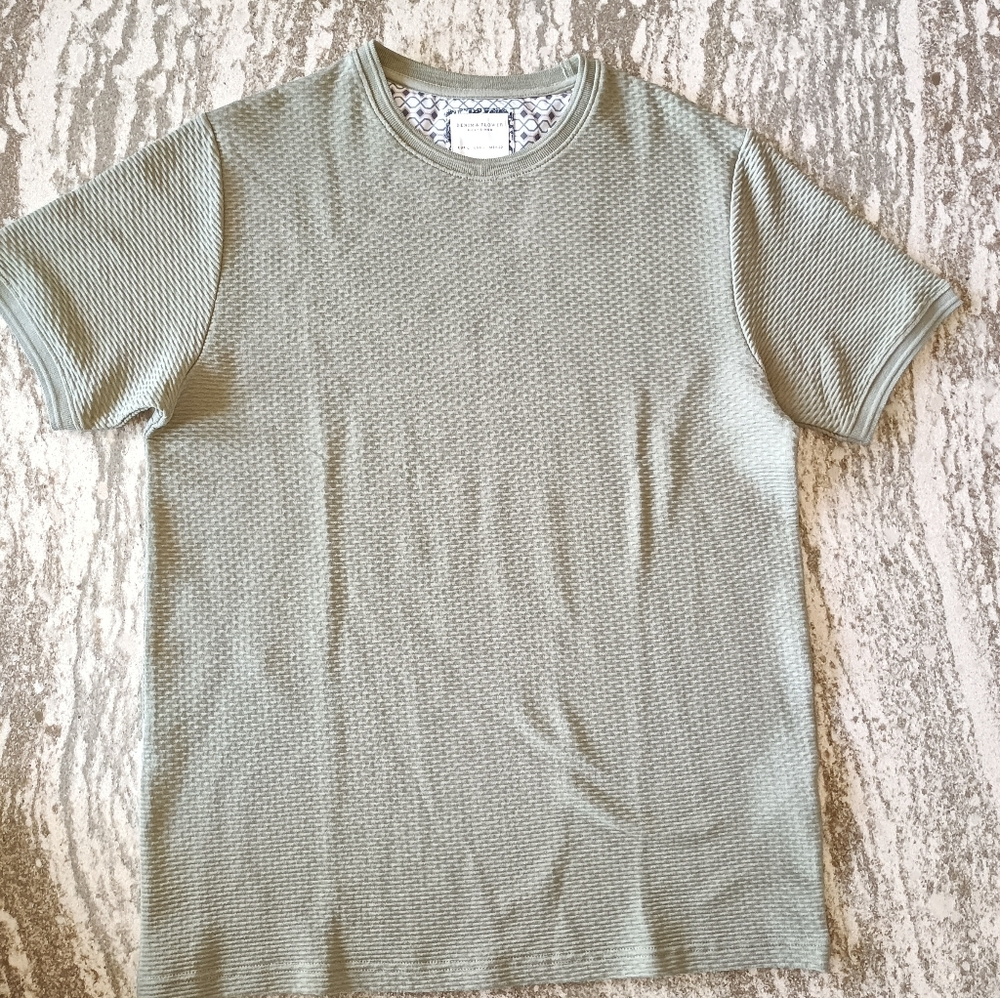 Denim & Flower Men's Structered Knit Short Sleeve Shirt New Size Large - Picture 2 of 2